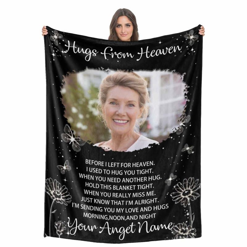 Custom Memorial Blanket with Photo - Sympathy Gift for Loss of Loved One - color: Style 20
