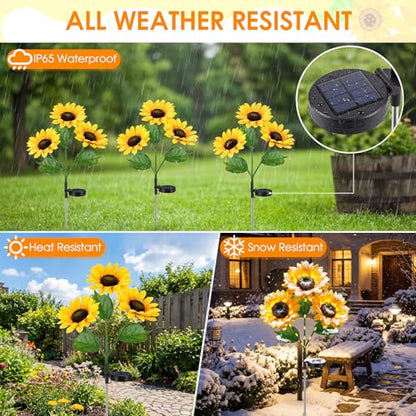 Solar Sunflowers Outdoor Waterproof Flowers Lights Yard Garden Fall Decor - style: Sunflowers