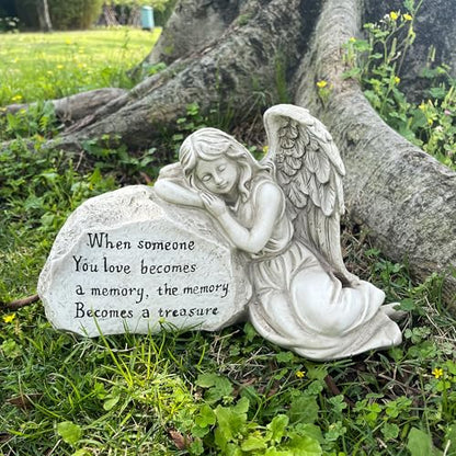 Memorial Garden Angel Stone, Engraved with Heartfelt Message, Sympathy Gift for Loss, Memorial Decor
