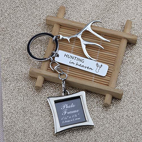 CHOORO Dad Memorial Keychain Gone Hunting in Heaven Photo Frame Keychain in Memory of Dad Sympathy Gift Keepsake Jewelry