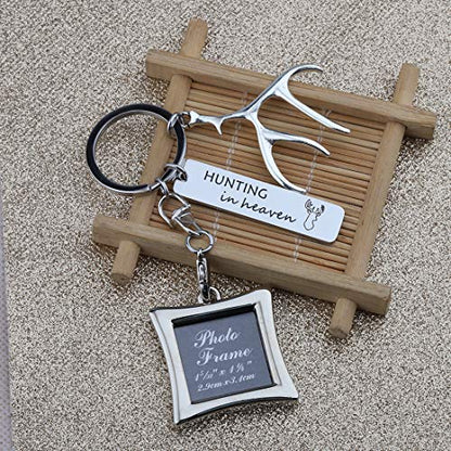 CHOORO Dad Memorial Keychain Gone Hunting in Heaven Photo Frame Keychain in Memory of Dad Sympathy Gift Keepsake Jewelry