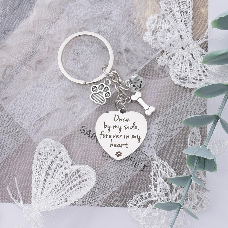 Dog Memorial Gifts for Loss of Dog Keychain Sympathy Gift for Women Men Puppy Remembrance Gift for Dog Lover - style: By My Side Dog