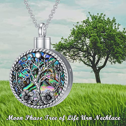 PELOVNY Urn Necklaces for Ashes of Loved Ones 925 Sterling Silver Personalized Heart Locket Urn Necklace Cremation Keepsake Memorial Jewelry Gifts for Women Men - color: Tree of Life Urn-1