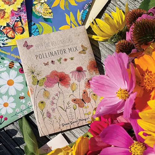 Bentley Pollinator Mix - Pre-Filled, Non-GMO, Non-Coated Butterfly Packets - 25 Annual Wildflower Seeds - Perfect Eco-Friendly Gift
