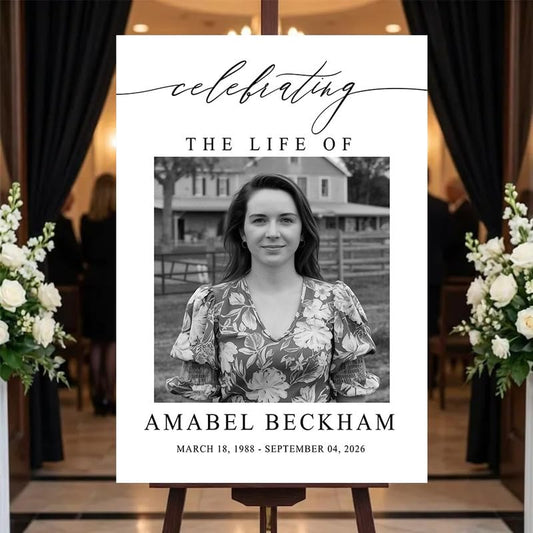 Custom Funeral Welcome Sign with Photo, Celebration of Life Memorial Board, Personalized Outdoor Yard Decoration, Garden Tribute Display, In Loving Memory Keepsake for Family and Loved Ones #9 - color: Version #9