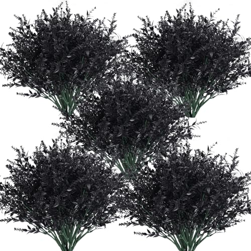 RECUTMS Black Artificial Flowers,Fake Outdoor UV Resistant Plants 36 Packs - color: Black, size: 36 Bundles
