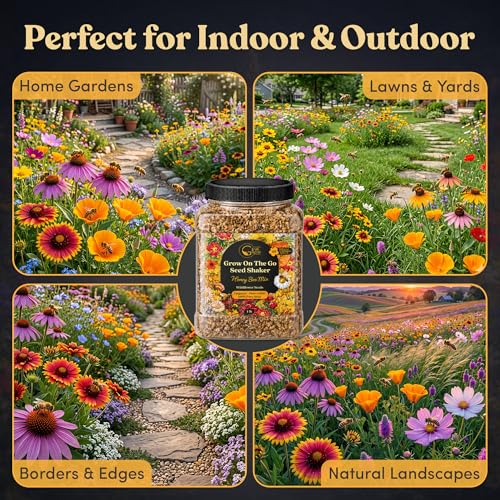 Bulk Wildflower Seed Mix – Honey Bee Wildflower Seed Mix 1 Pound Tub by GevaGrow | Bulk 300,000+ Seed Tub | 19 Variety Flower Seeds for Planting in Pots & Outdoor Gardens | No Messy Bags or Packets | - size: 1 Pound Tub, style: Honey Bee Mix