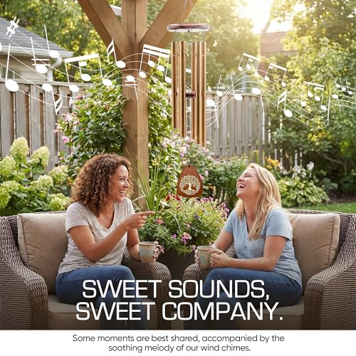 Memorial Wind Chimes for Outside, Golden Teardrop Pendant, Deep Tone 6 Aluminum Tubes & Pine Wood, Sympathy Gift for Loss of Loved One, Acrylic Heart Letter from Heaven, Keepsake Keychain - color: Gold Teardrop Design