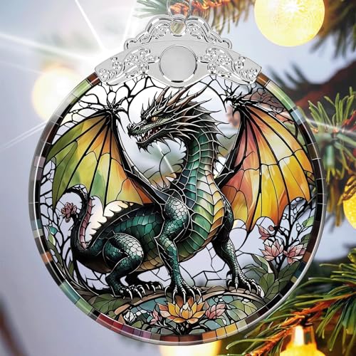 Dragon Ornament Crystal Glass with Gift Box, Dragon Christmas Ornaments for Christmas Tree Decorations, for Girls Boys Women Men, Holiday Keepsake Present Exchange Ideas -01 - color: Dragon-01