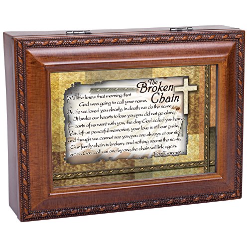 Cottage Garden The Broken Chain Inspirational Woodgrain Rope Trim Music Box Plays Amazing Grace