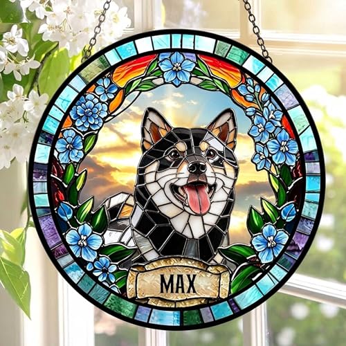 Custom Pet Portrait Suncatcher from Photo, Personalized Dog Cat Stained Glass Window Hanging Ornament, Rainbow Maker Garden Decor, Pet Loss Memorial Gift, Sympathy Remembrance Keepsake (Style 7) - color: Style 7
