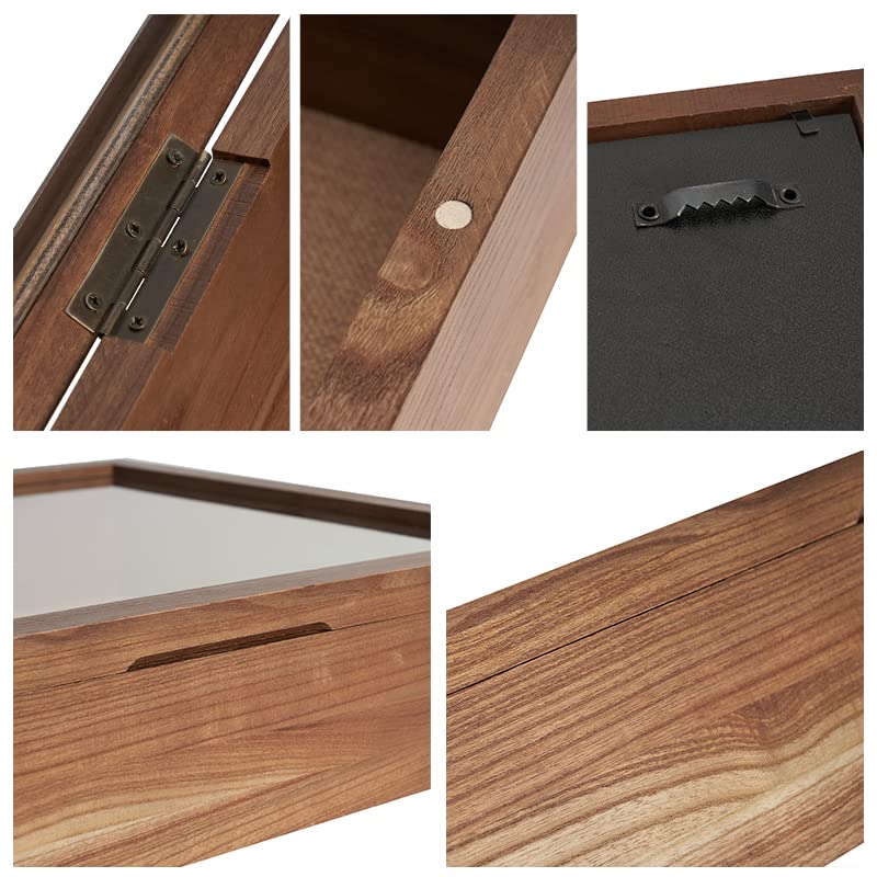 16x20 Large 4-Inch Deep Solid Wood Shadow Box with Hinged Door, Walnut - color: Walnut, size: 16x20