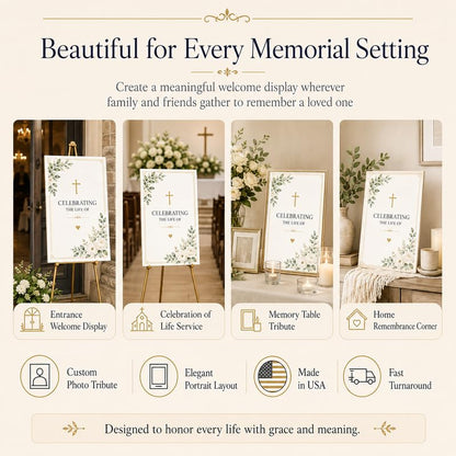 Custom Celebration of Life Sign with Photo, Floral Cardinal Design - color: Design 4