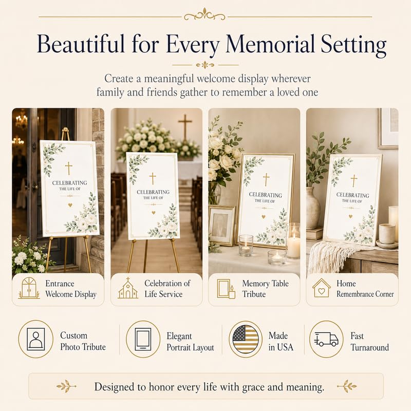 Personalized In Loving Memory Sign with Photo for Funeral Service - color: Design 5