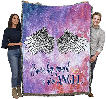 Pure Country Weavers Heaven Has Gained A New Angel Blanket - Sympathy Bereavement Gift Tapestry Throw Woven from Cotton - Made in the USA (72x54) - color: New Angel, size: 72" x 54"