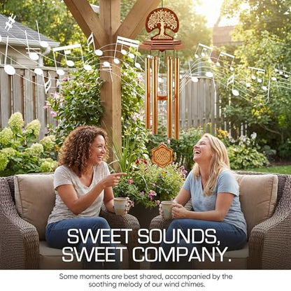 Wind Chimes for Outside Clearance, Gold Hexagon Pendant, Deep Tone 6 Aluminum Tubes & Pine Wood, Sympathy Gift for Loss of a Loved one, Letter from Heaven, Keychain, Acrylic Heart Plaque - color: Gold - Tree of Life
