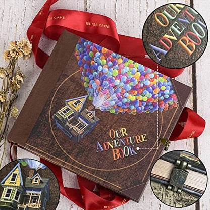 Scrapbook Photo Album Our Adventure Book Embossed Hard Cover | Movie Up Travel Memory Book for Anniversary Wedding Travelling Baby Shower Gifts - color: Adventurebook Ball