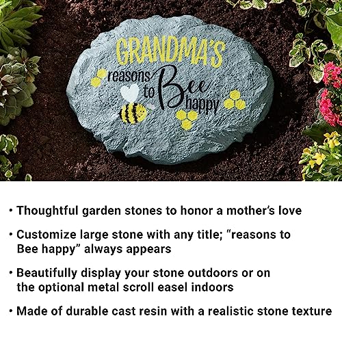 Let's Make Memories Personalized Reasons To Bee Happy Garden Stone - Large Garden Stone - 10" Diameter - color: Bee Happy, size: Large