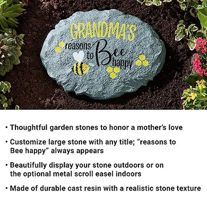 Let's Make Memories Personalized Reasons To Bee Happy Garden Stone - Large Garden Stone - 10" Diameter - color: Bee Happy, size: Large