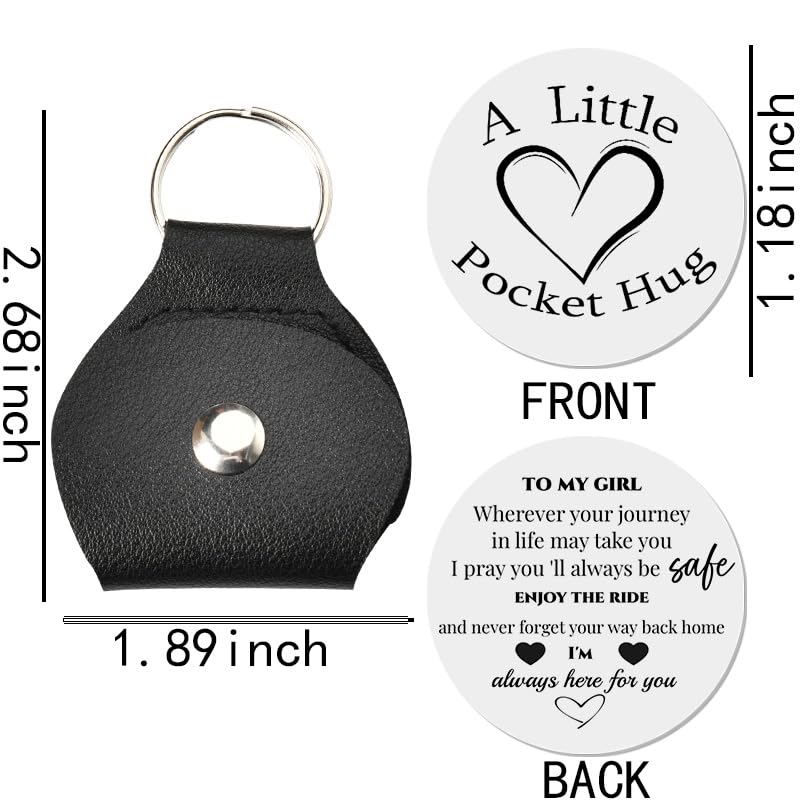 Sisadodo Pocket Hug Token Long Distance Relationship Keepsake Gifts for Women Birthday Christmas Gifts With Leather Keychain - color: To My Girl