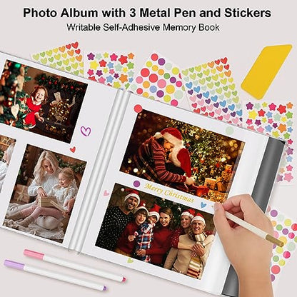 Zesthouse Photo Album Self Adhesive Pages, 60 Pages Magnetic Scrapbook Albums with Sticky Page, Photos Album Holds 8x10 & 5X7 & 4x6 & 6x8 & 3x5, Large Picture Book Ideal Gift for Family Wedding Baby - color: Beige, size: 11"x10.6"/White 60 Pages