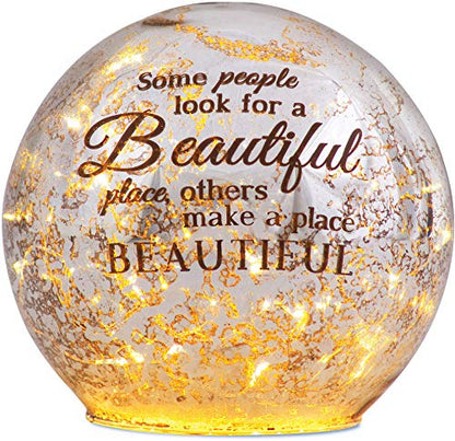 Pavilion Gift Company 19017 Light Your Way LED Lit Glass Lantern, Beautiful, 5-1/2-Inch