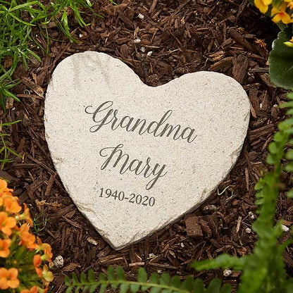 Personalization Universe Personalized Memorial Heart Garden Stone - Customizable Outdoor Decor for Remembrance, Durable Polyresin Stepping Stone with Name,Mother's Day & Garden Tributes - Small - size: 5.75" X 5.75", style: Small