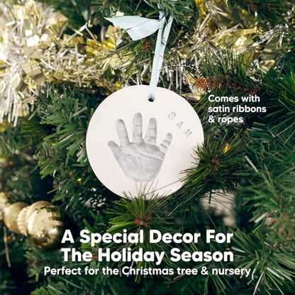 Baby Handprint Footprint Ornament Keepsake Kit, Imprint (Silver Paint) - color: Cherish, Silver Paint