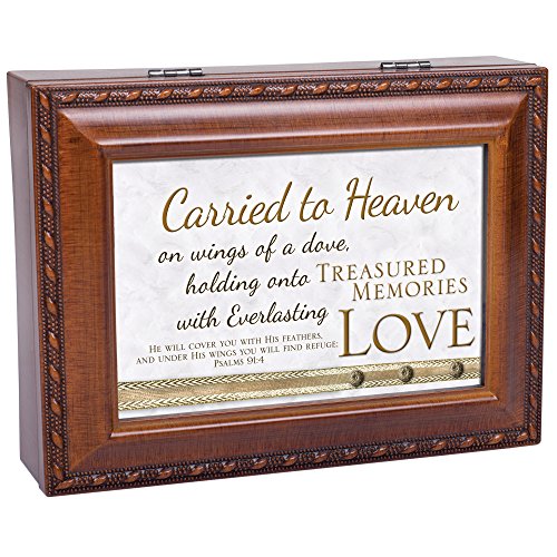 Cottage Garden Treasured Memories Love Feather Wood Finish Jewelry Music Box Plays On Eagle's Wings