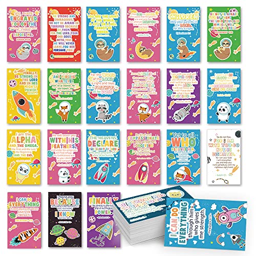 Scripture Affirmation Cards for Kids, Faith Building Bible Verse Card | 60 PCS Inspirational Christian Gift, Prayer Cards for Children Sunday School & Bible Study, 2"x3.5" - color: Style 05