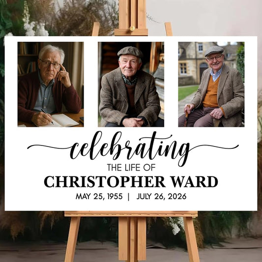 Celebration of Life Welcome Yard Sign, Floral Memorial Funeral Sign, In Loving Memory Decoration, Personalized Remembrance Sign, Large Funeral Sign, Purple Memorial Sign, Funeral Décor, Funeral Program - color: Design_04