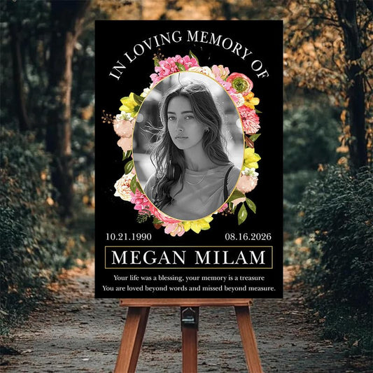Celebrating the Life Memorial Sign Personalized - Funeral Welcome Sign, Celebration of Life Poster with Picture, Funeral Photo Display Board, In Loving Memory, Forever In Our Hearts Canvas #6 - color: Version #6