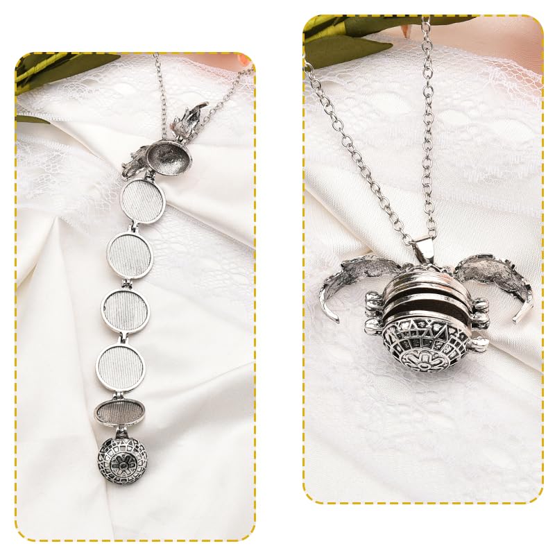 YALLNASL Angel Wing Locket Necklace With Photo Album Necklaces Memorial Gifts for loss of Daughter Son Christmas Birhthday Gift - color: Sliver