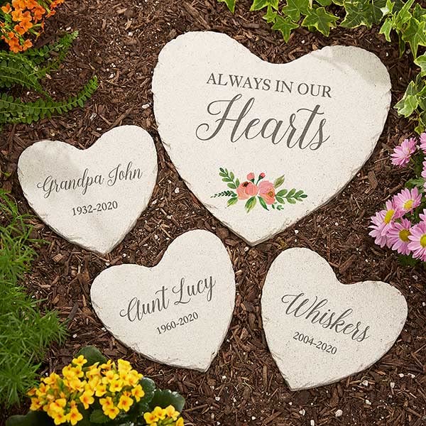 Personalization Universe Personalized Memorial Heart Garden Stone - Customizable Outdoor Decor for Remembrance, Durable Polyresin Stepping Stone with Name,Mother's Day & Garden Tributes - Small - size: 5.75" X 5.75", style: Small