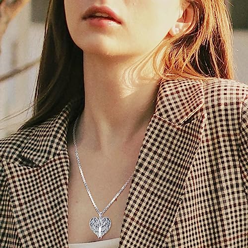 Urn Necklace for Ashes for Women/Men 925 Sterling Silver Cremation Jewelry w/Funnel Filler Memorial Jewelry Gifts - color: C-Angel Wings 1, style: Non - Customized