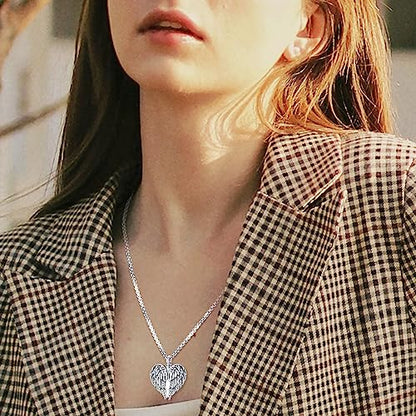 Urn Necklace for Ashes for Women/Men 925 Sterling Silver Cremation Jewelry w/Funnel Filler Memorial Jewelry Gifts - color: C-Angel Wings 1, style: Non - Customized