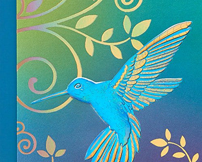 Papyrus Blank Cards with Envelopes, Hummingbird (12-Count) - color: blue, teal, purple, gold