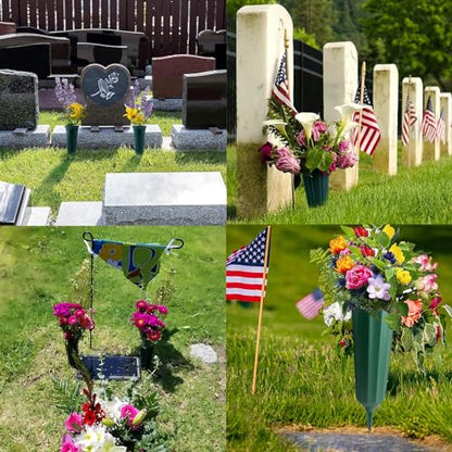 21 Pack Cemetery Vases for Grave Memorial Flower Vase Plastic Cemetery Vases with Spikes Flower Holder for Cemetery - size: 21