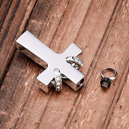 Cross Urn Necklaces for Ashes Cremation Crucifix Keepsake Memorial Pendant Necklace - style: Uncle