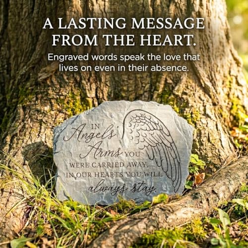 Carson in Angels' Arms Memorial Garden Stone - Sympathy Gift for Funeral | Hand-Painted Stepping Stone to Remember Loved One- Outdoor for Garden or Patio- Weather Resistant