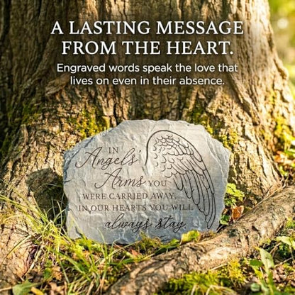 Carson in Angels' Arms Memorial Garden Stone - Sympathy Gift for Funeral | Hand-Painted Stepping Stone to Remember Loved One- Outdoor for Garden or Patio- Weather Resistant