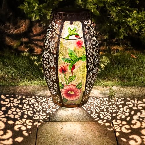 Solar Lantern Outdoor Waterproof, Hummingbird Gifts for Women Garden Decor - color: Hummingbird-B