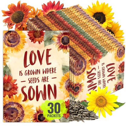 Seed Needs Sunflower Seed Packet Gift Favors for Weddings & Bridal Showers - size: 30 Packs, style: FAV-003