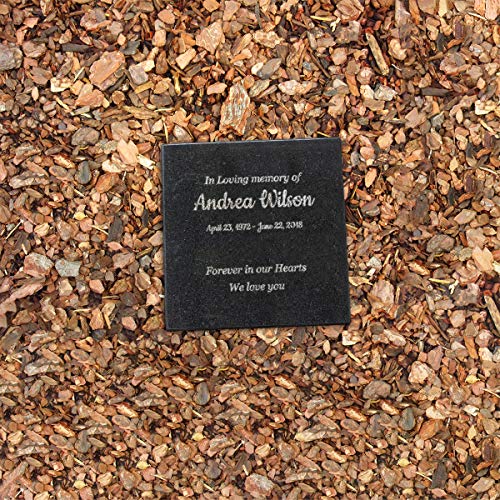 Customizable In Loving Memory Granite Garden Stone (6 x 6 x .4") | Laser Engraved, Indoor & Outdoor Use, Personalized Text, Black Granite, Memorial Plaque - size: 6 x 6 x 0.4"