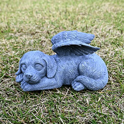 Sleeping Angel Dog Ornament Memorial Stone Gift for Pet Loss Sympathy - color: Angel Dog
