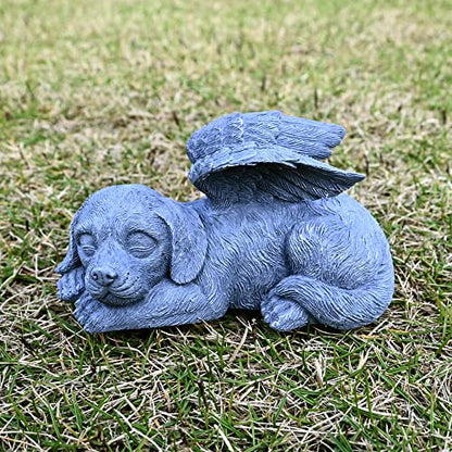 Sleeping Angel Dog Ornament Memorial Stone Gift for Pet Loss Sympathy - color: Angel Dog