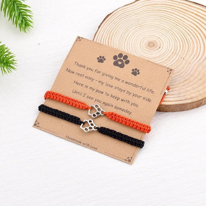 Pet Memorial Gifts for Loss of Dog Cat Paw Print Bracelets for Women Men Pet Sympathy Gift Remembrance Bereavement Gifts Idea - color: Red & Black