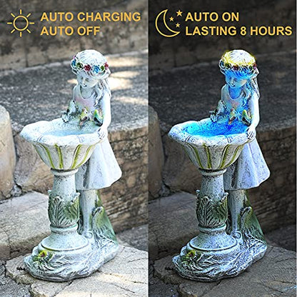 Voveexy Fairy Garden Statue, Solar Garden Angel Figurine Outdoor Decoration Waterproof Angel Sculpture for Patio Yard Lawn Porch Art Ornament Christmas Birthday Gift