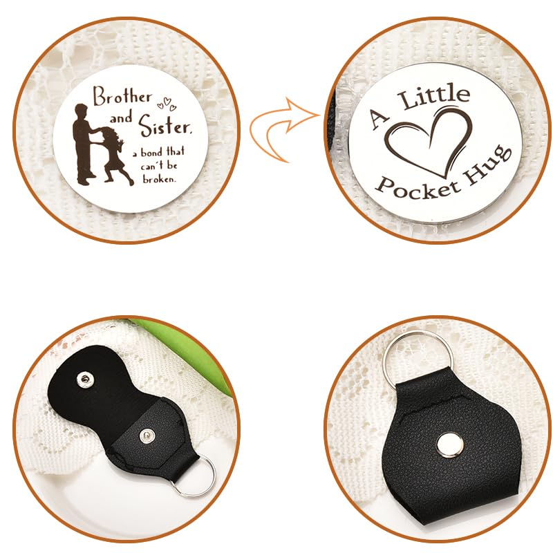Sisadodo Pocket Hug Token Long Distance Relationship Keepsake Gifts for Son Daughter Birthday Christmas Gifts for Women Men - color: Brother and Sister