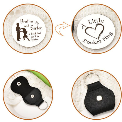 Sisadodo Pocket Hug Token Long Distance Relationship Keepsake Gifts for Son Daughter Birthday Christmas Gifts for Women Men - color: Brother and Sister